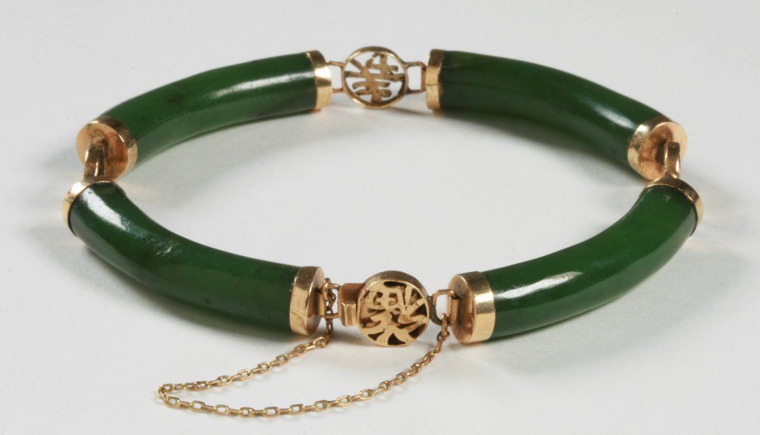 CHINESE JADE AND 14K GOLD