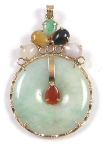 CHINESE JADE AND FOURTEEN KARAT
