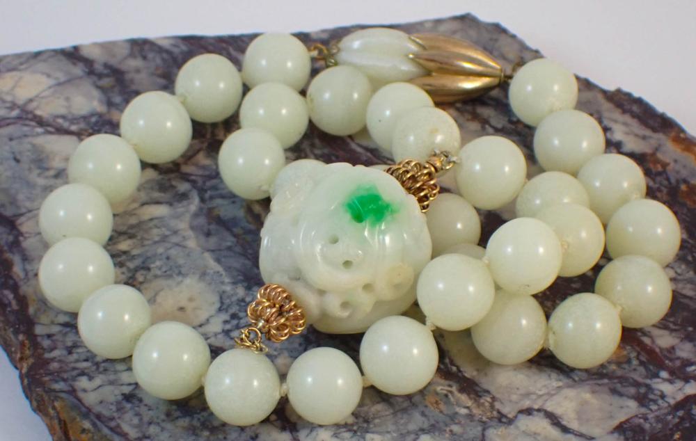 CHINESE JADE AND FOURTEEN KARAT