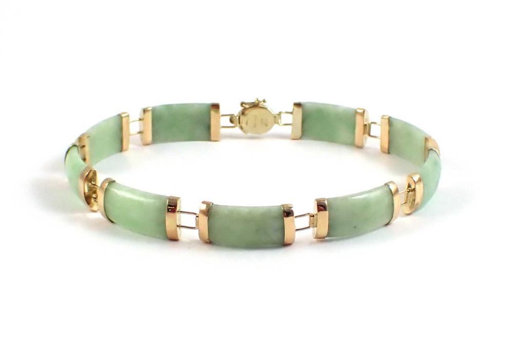 CHINESE JADE AND FOURTEEN KARAT