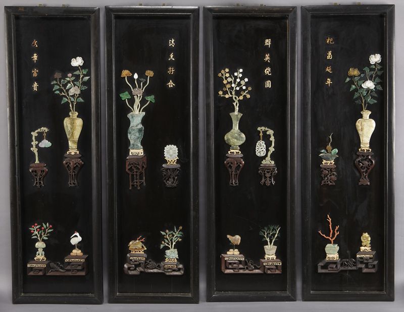 Chinese jade and hard stone mounted