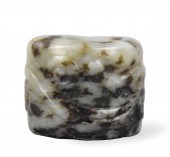 CHINESE JADE ARCHER RING W/ CH