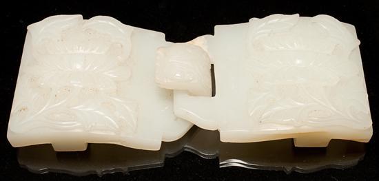 Chinese jade belt buckle pale milky