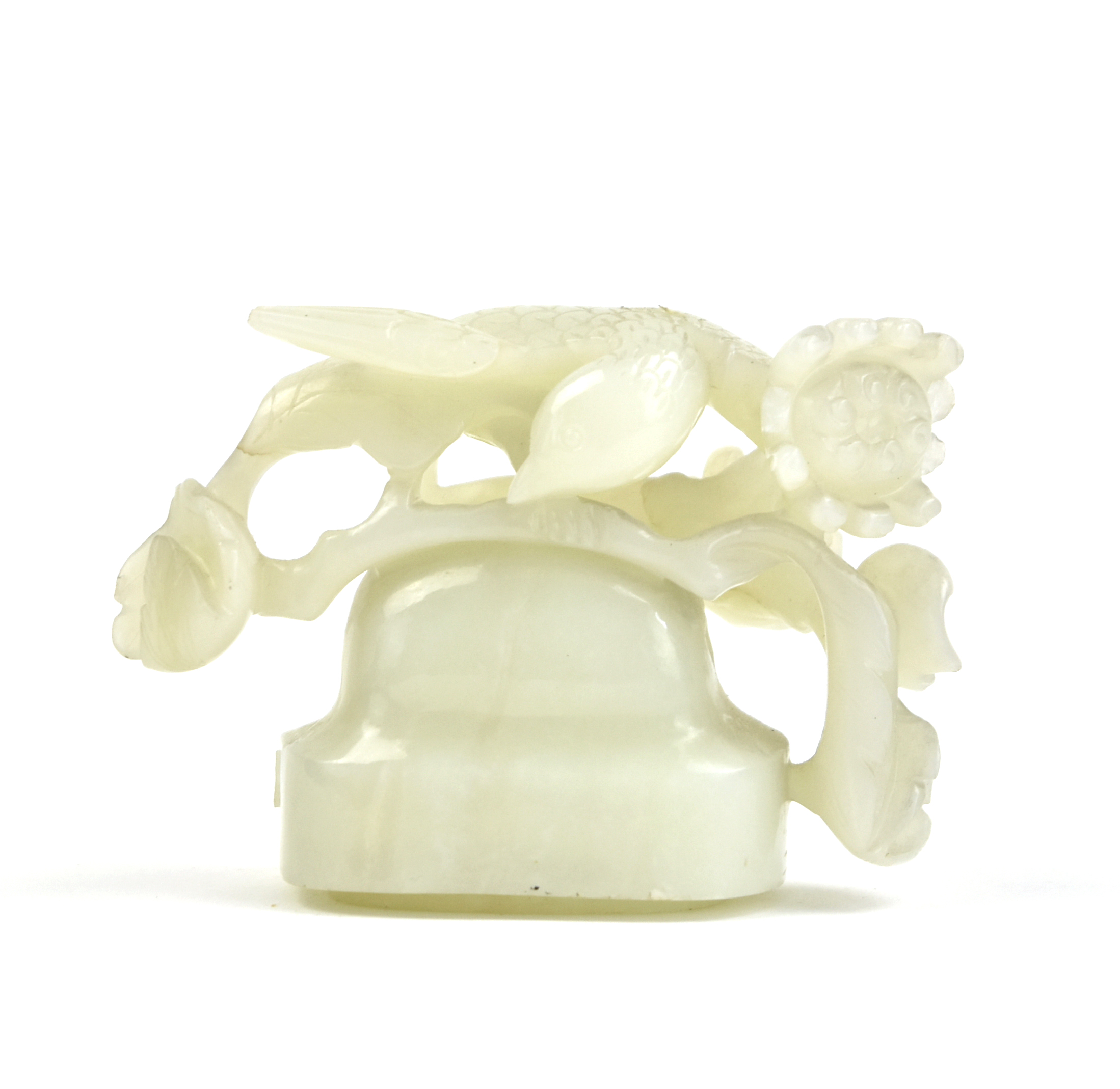 CHINESE JADE "BIRD & CHRYSANTHEMUM"