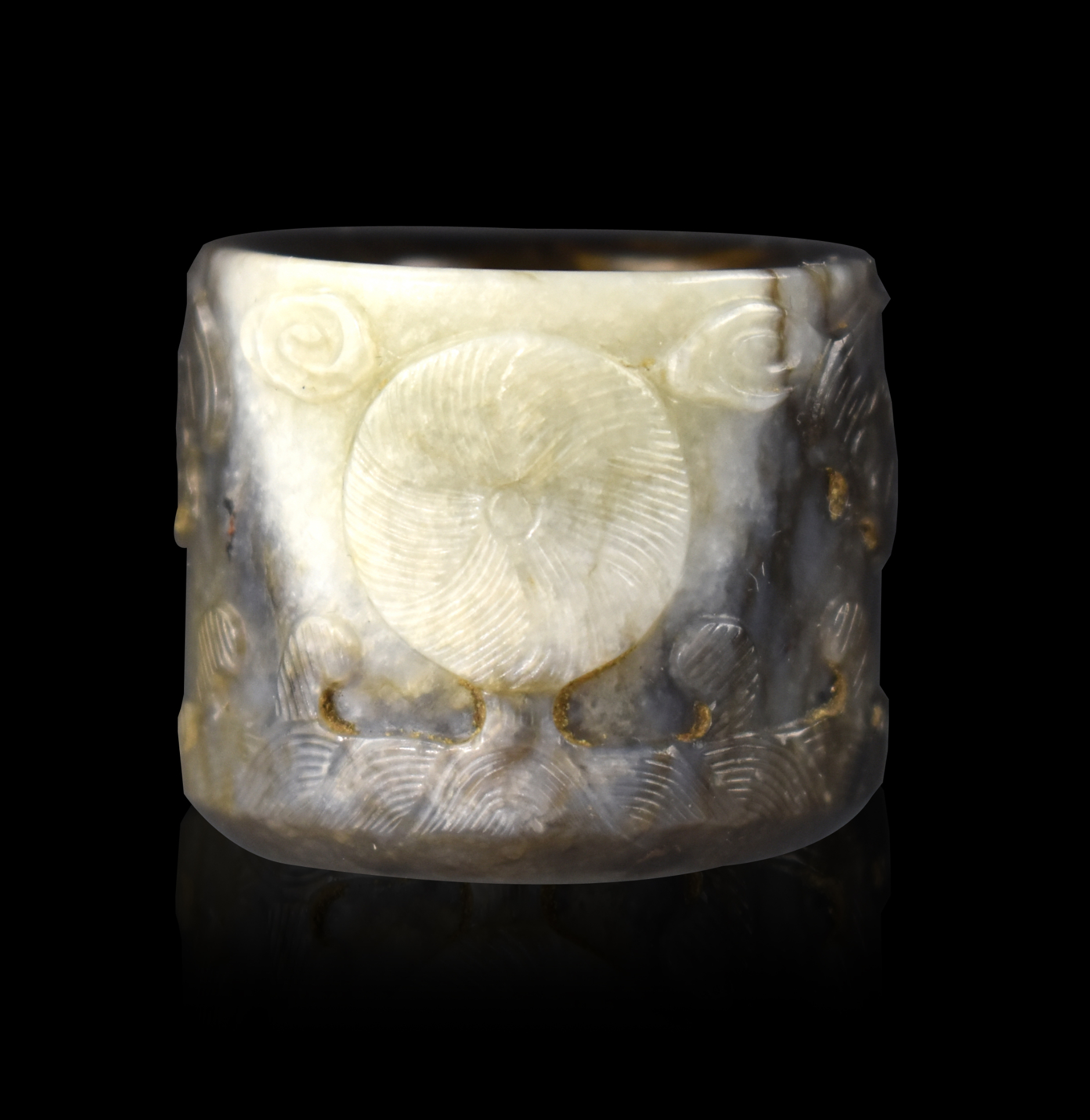 CHINESE JADE CARVED ARCHER RING,