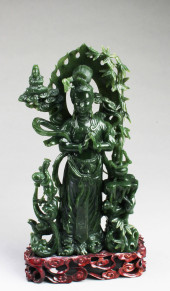 CHINESE JADE CARVED BODHISATTV