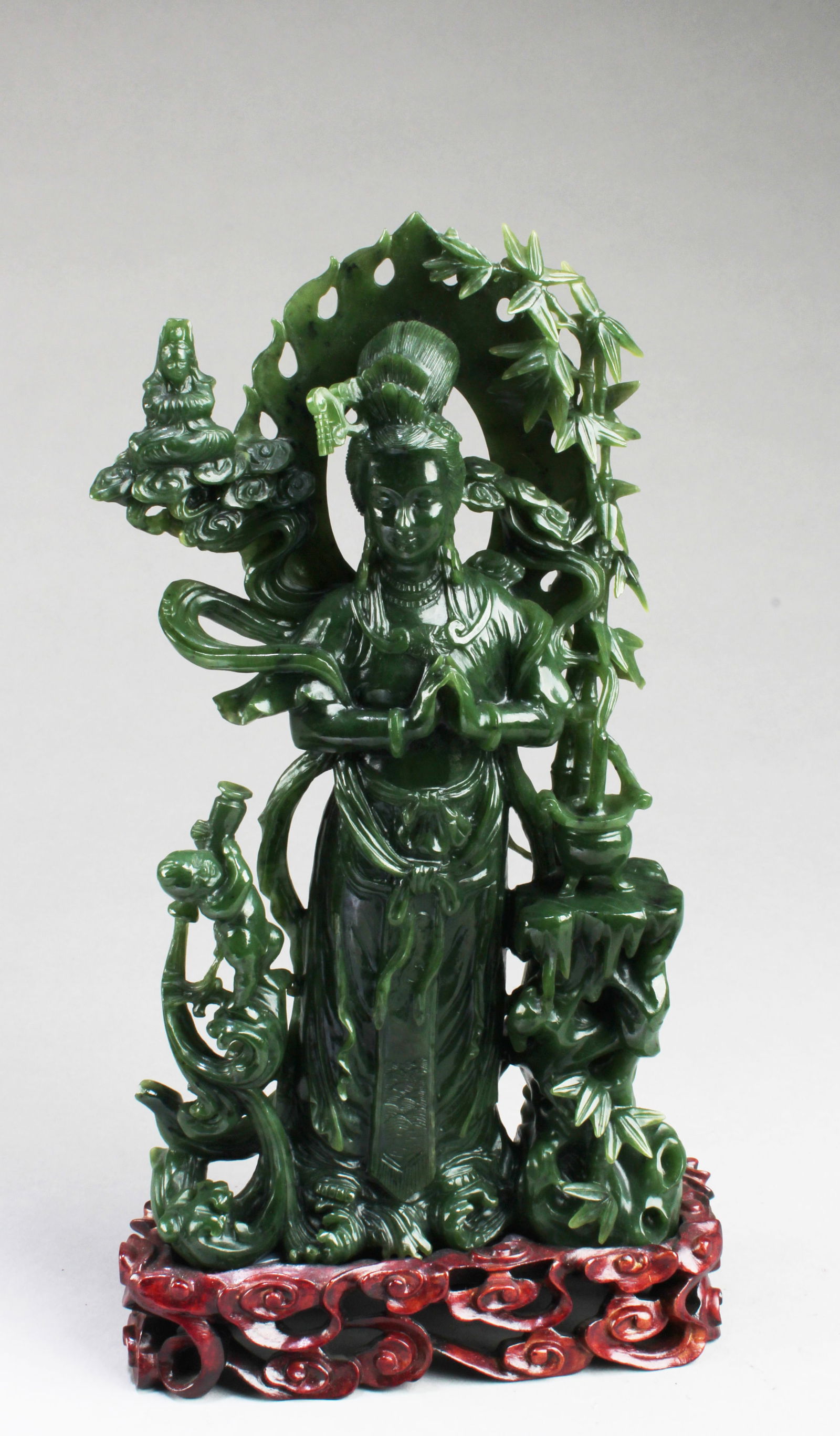 CHINESE JADE CARVED BODHISATTVA