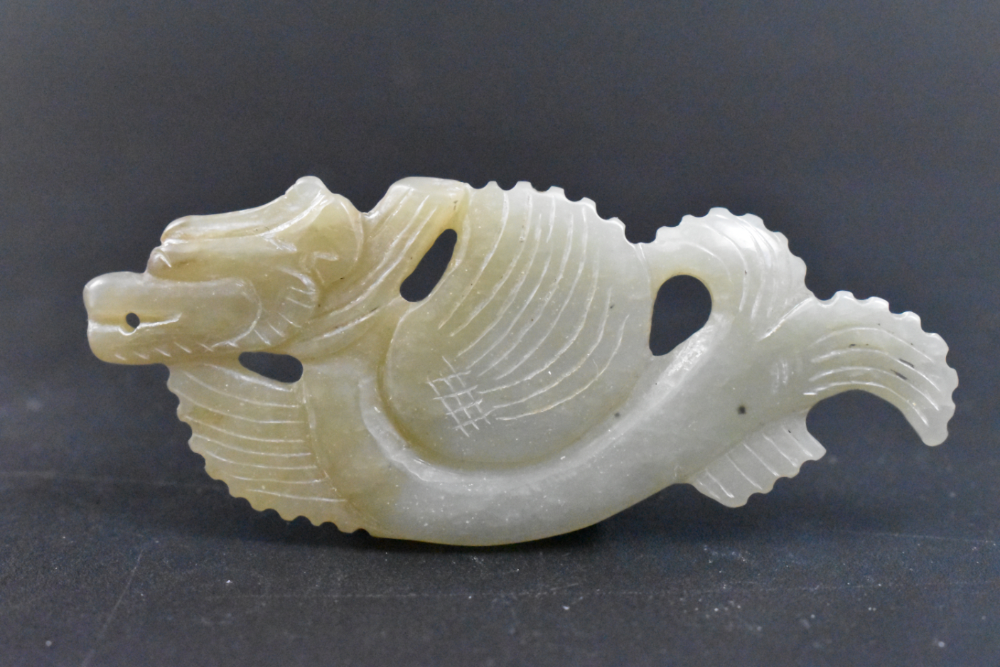 CHINESE JADE CARVED DRAGON PENDANT,