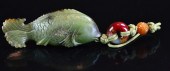 Chinese Jade Carved Fish on Kn