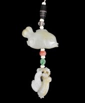 CHINESE JADE CARVED FISH& TOGG