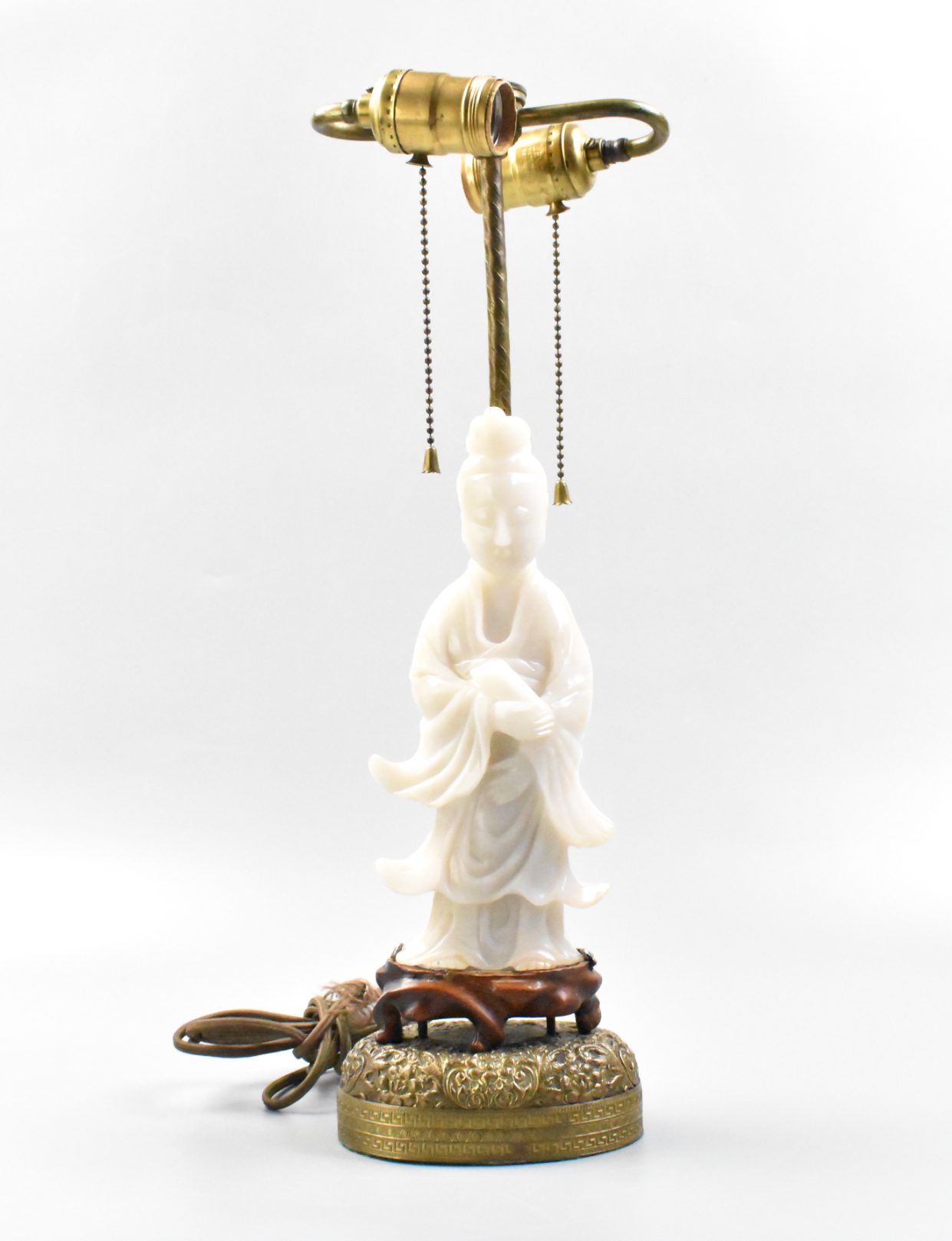 CHINESE JADE CARVED GUANYIN FIGURE,