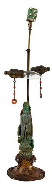 CHINESE JADE CARVED GUANYIN FI