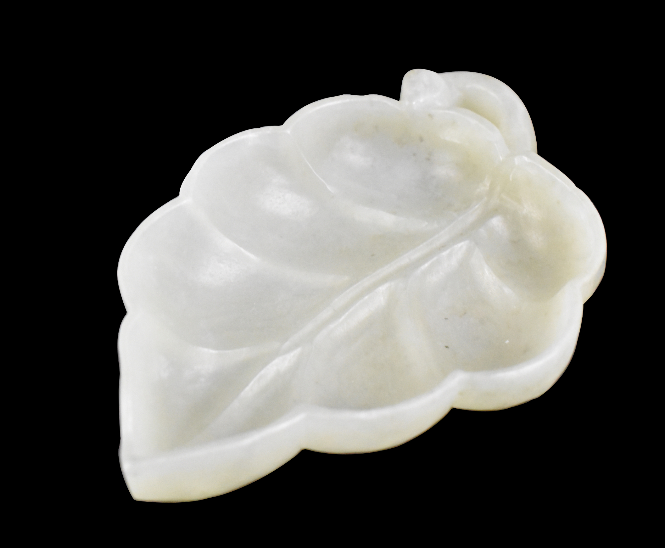 CHINESE JADE CARVED LEAF BRUSH