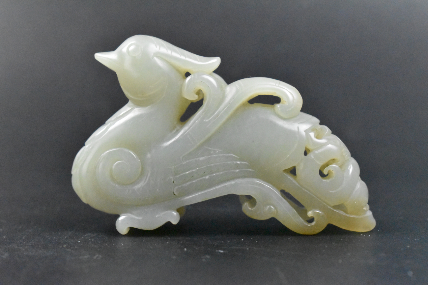 CHINESE JADE CARVED PHOENIX TOGGLE,