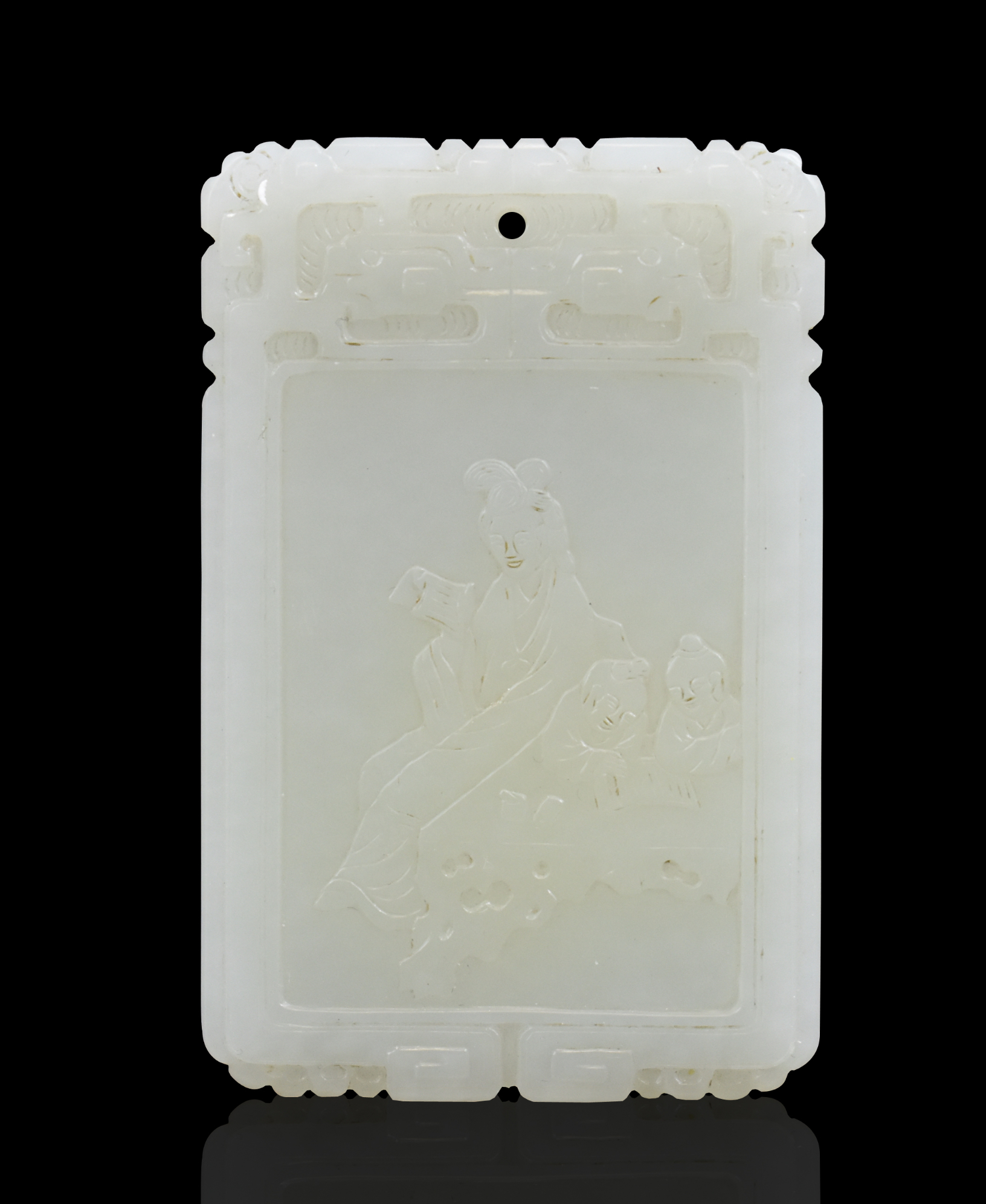 CHINESE JADE CARVED PLAQUE W/