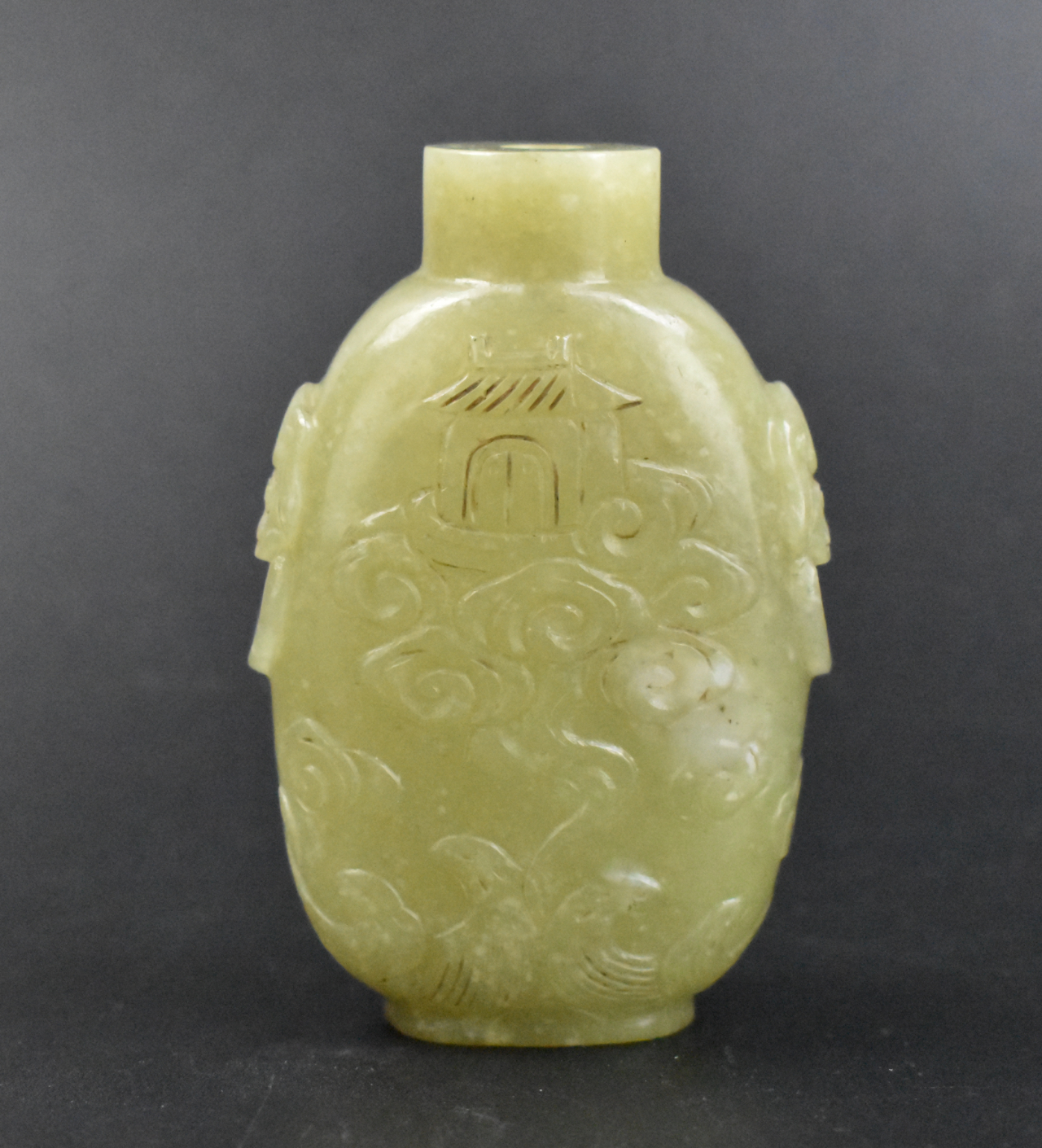 CHINESE JADE CARVED SNUFF BOTTLE W/