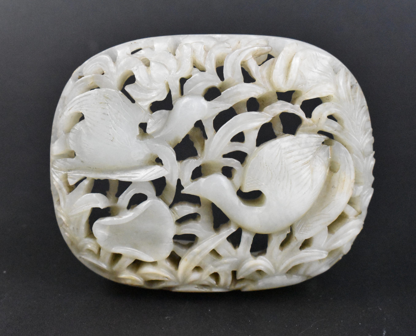 CHINESE JADE CARVING PLAQUE W/