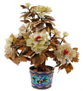 CHINESE JADE & CLOISONNE TREE