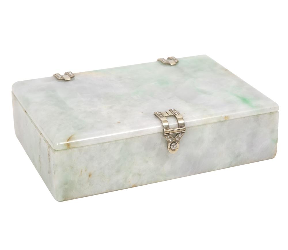 CHINESE JADE, DIAMOND AND 14KWG