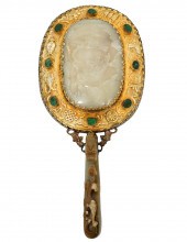 CHINESE JADE & GILT SILVER HAN