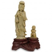 CHINESE JADE GUAN YIN FIGURESD