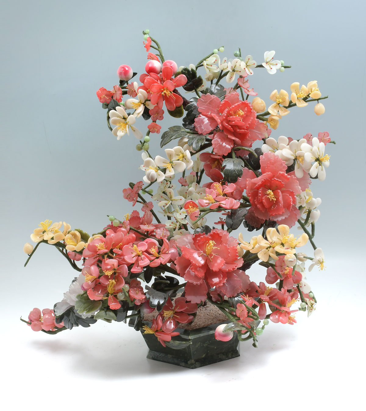 CHINESE JADE & HARDSTONE TREE: