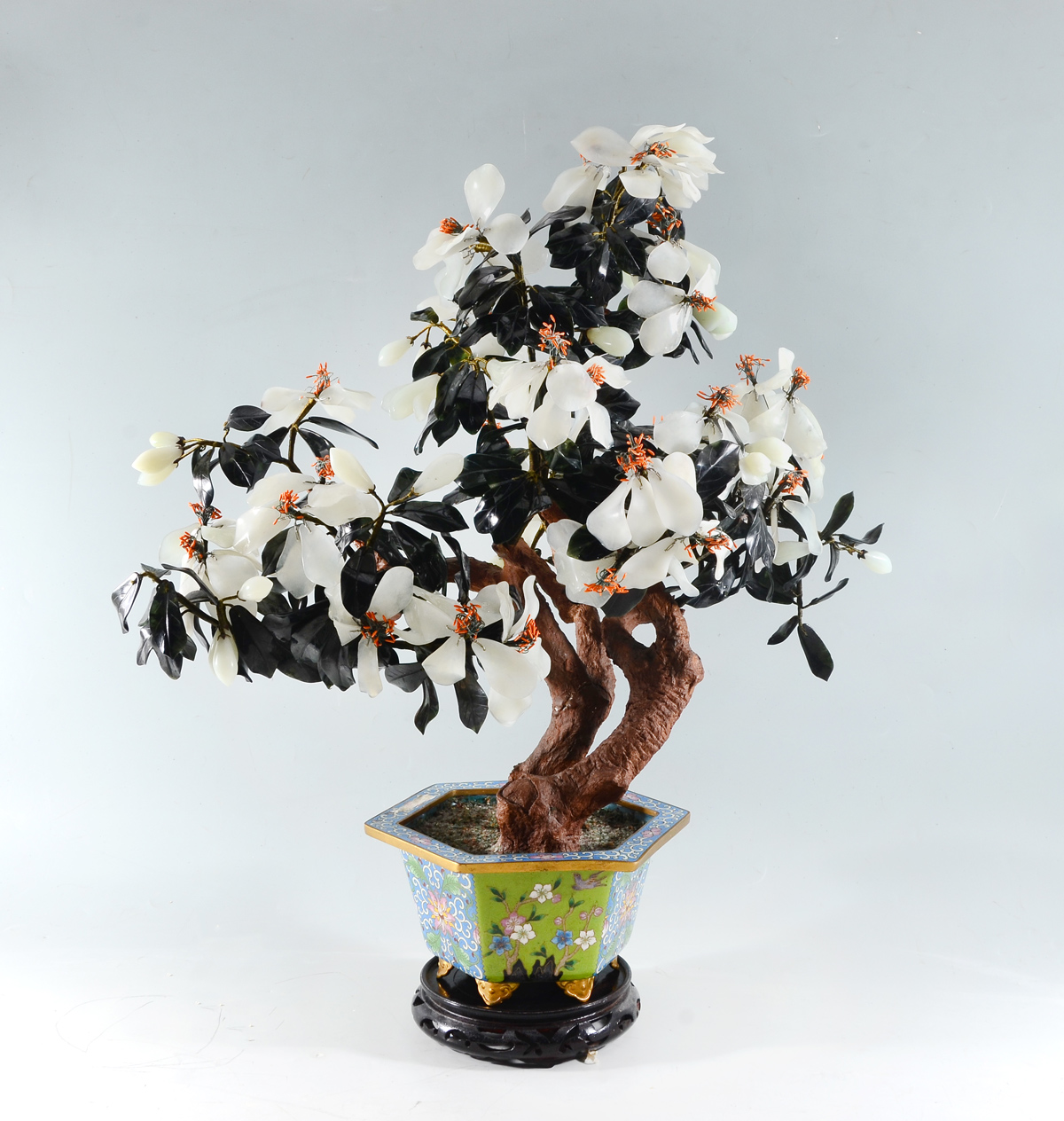 CHINESE JADE & HARDSTONE TREE: