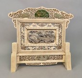 CHINESE JADE INSET CARVED IVOR