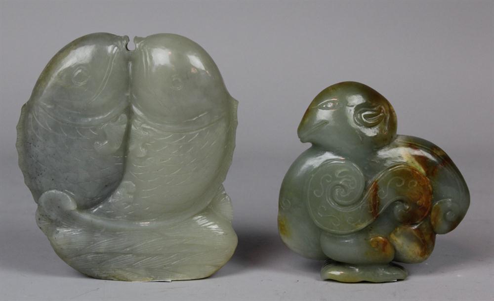 CHINESE JADE MODEL OF TWIN CARP