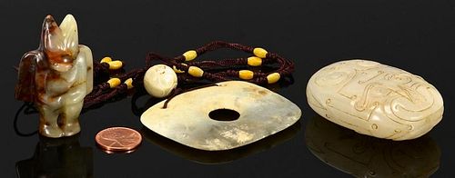 CHINESE JADE PENDANT, FIGURE AND