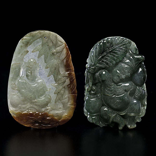 Chinese Jade Pendants Chinese.  Two