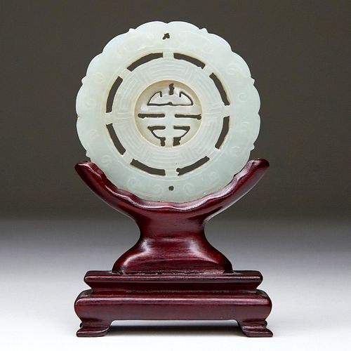 CHINESE JADE PRAYER WHEEL W/