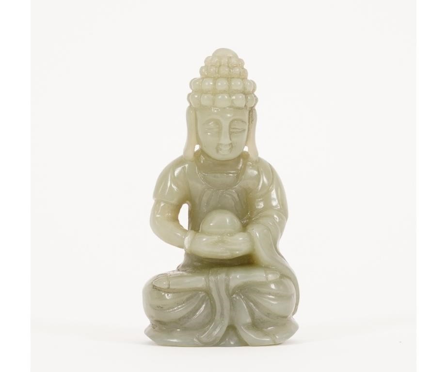 Chinese jade seated buddha, 19th c.