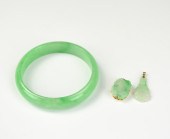CHINESE JADEITE BANGLE& 14K GO