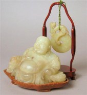 Chinese jadeite Budai figure a