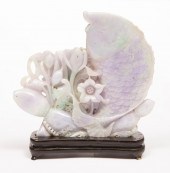 CHINESE JADEITE CARP AND LOTUS