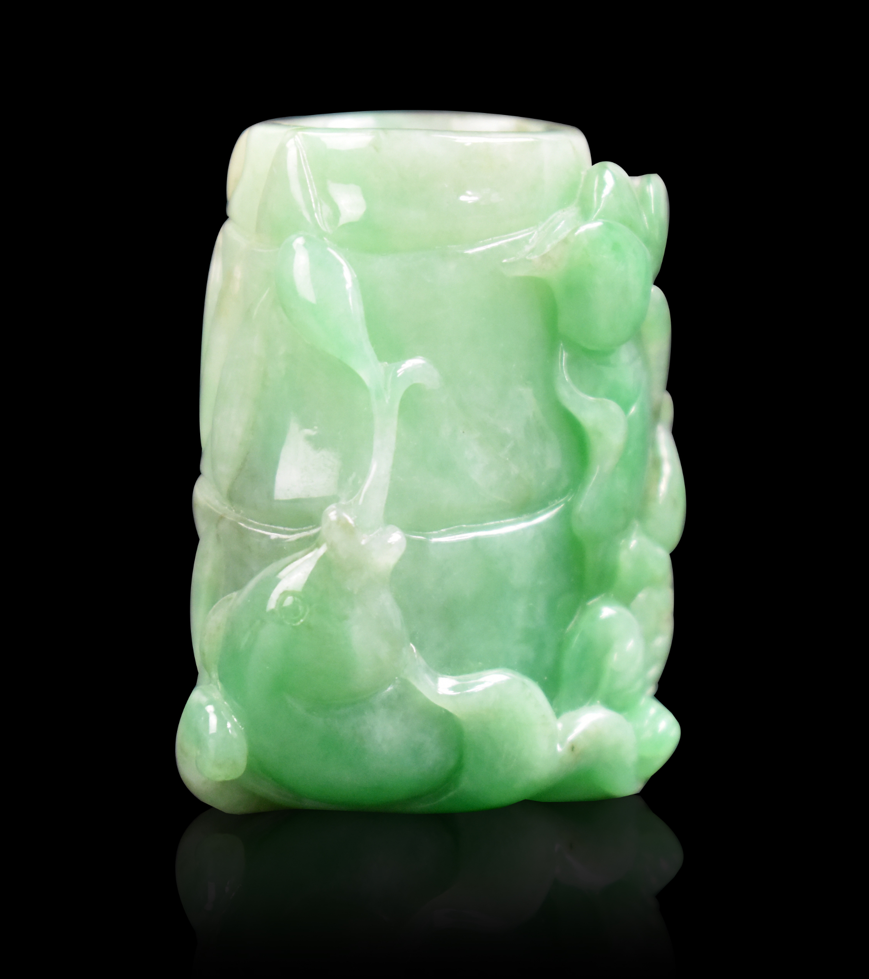 CHINESE JADEITE CARVED BRUSHPOT,