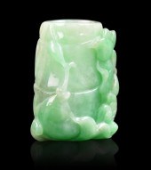 CHINESE JADEITE CARVED BRUSHPO