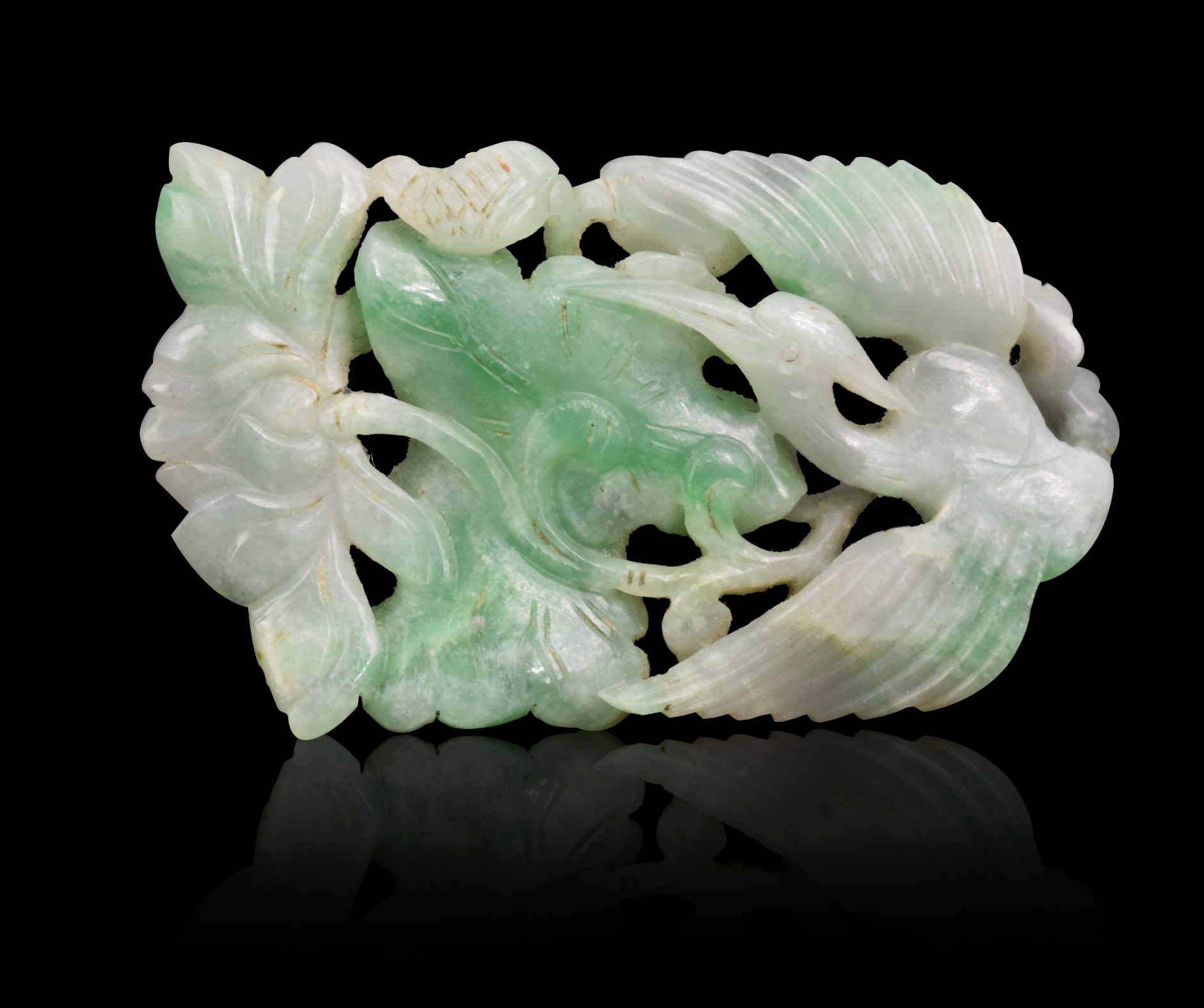 CHINESE JADEITE CARVED EGRET &