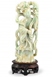 CHINESE JADEITE CARVED LADY FI