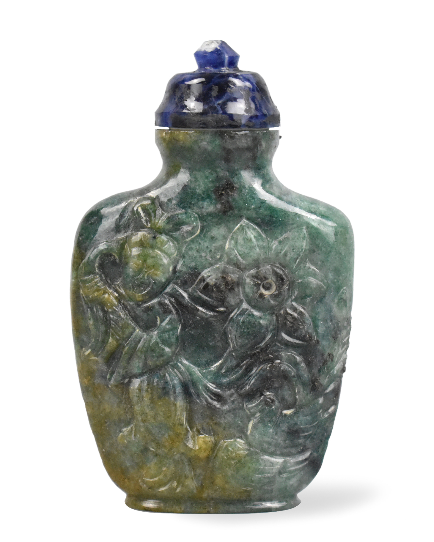 CHINESE JADEITE CARVED SNUFF BOTTLE