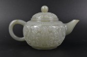 CHINESE JADEITE CARVED TEAPOT