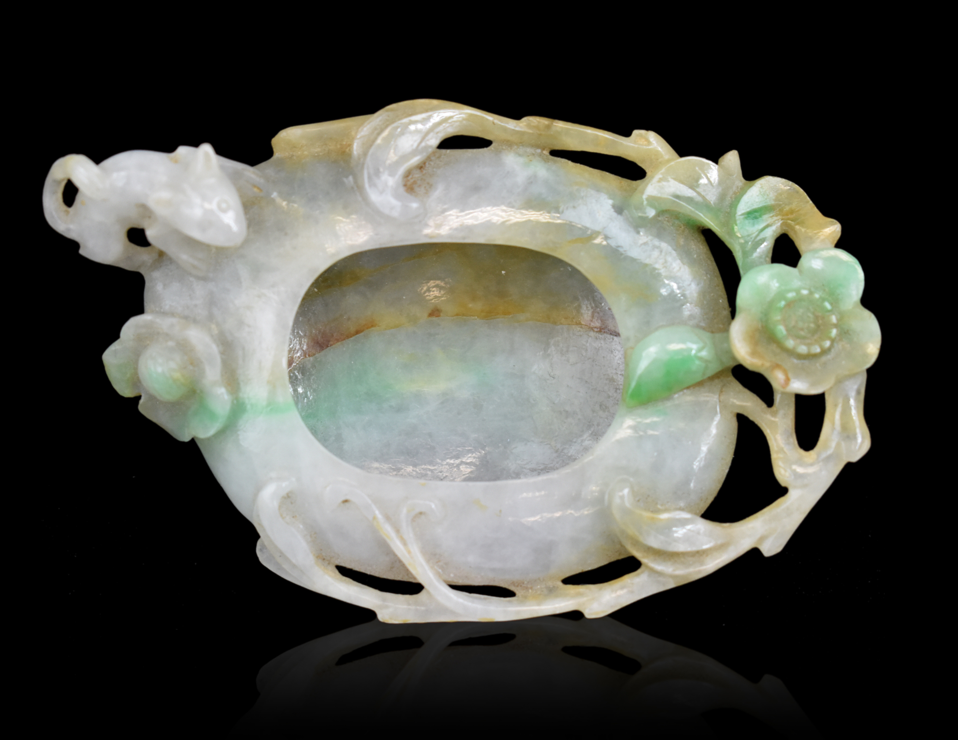 CHINESE JADEITE CARVED WATER COUPE,