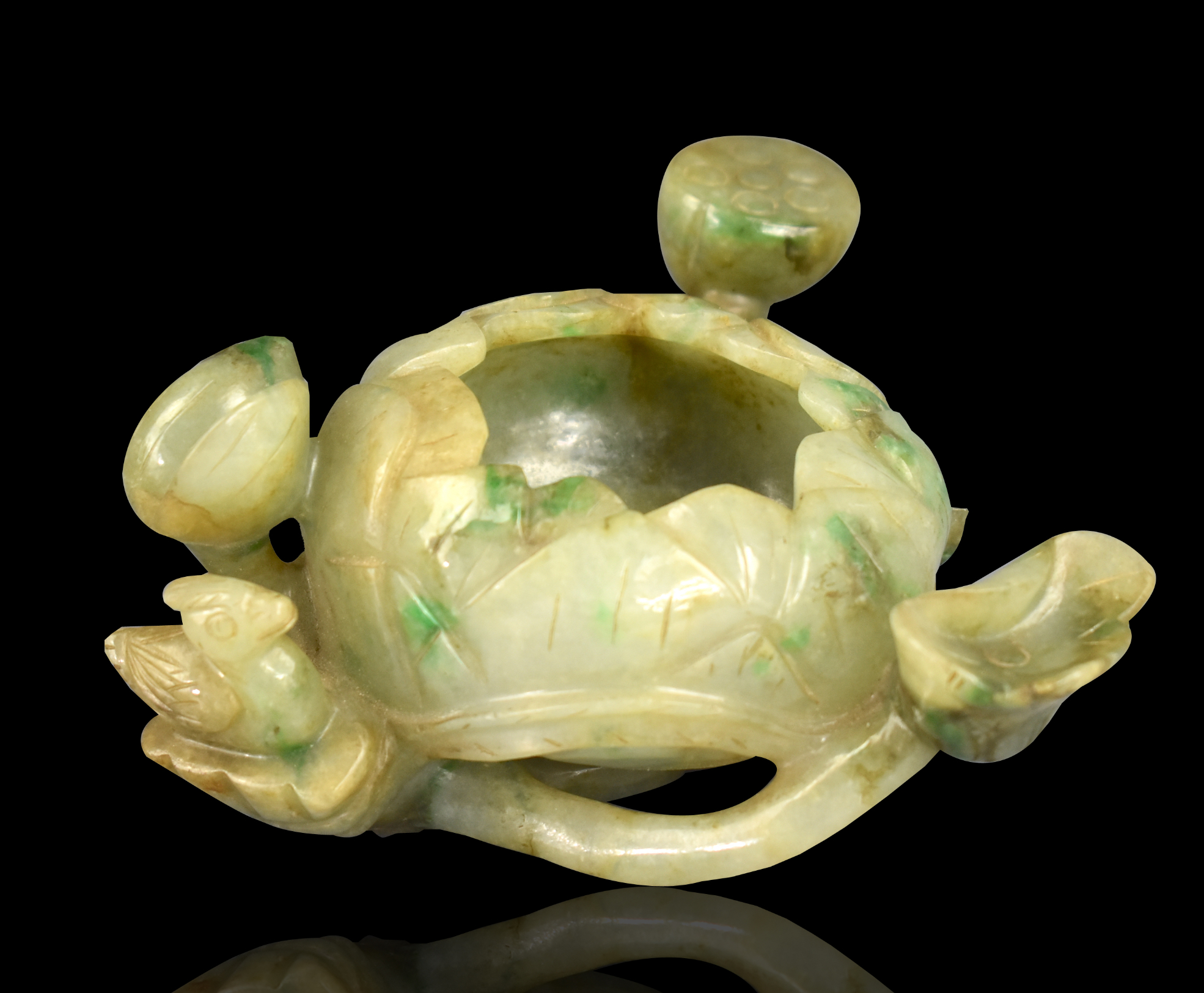 CHINESE JADEITE CARVED WATER COUPE,