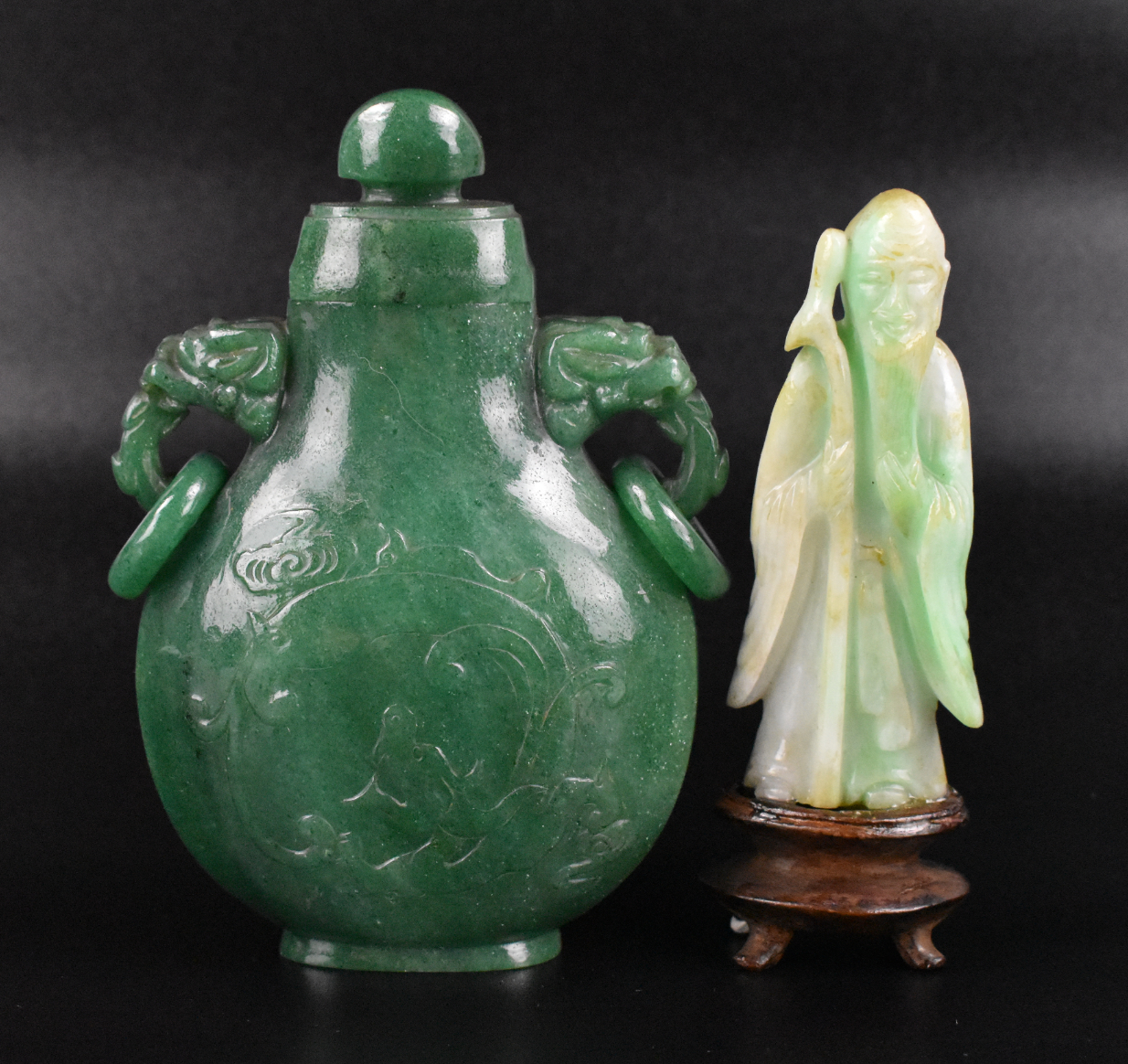 CHINESE JADEITE CARVING OF FIGURE &