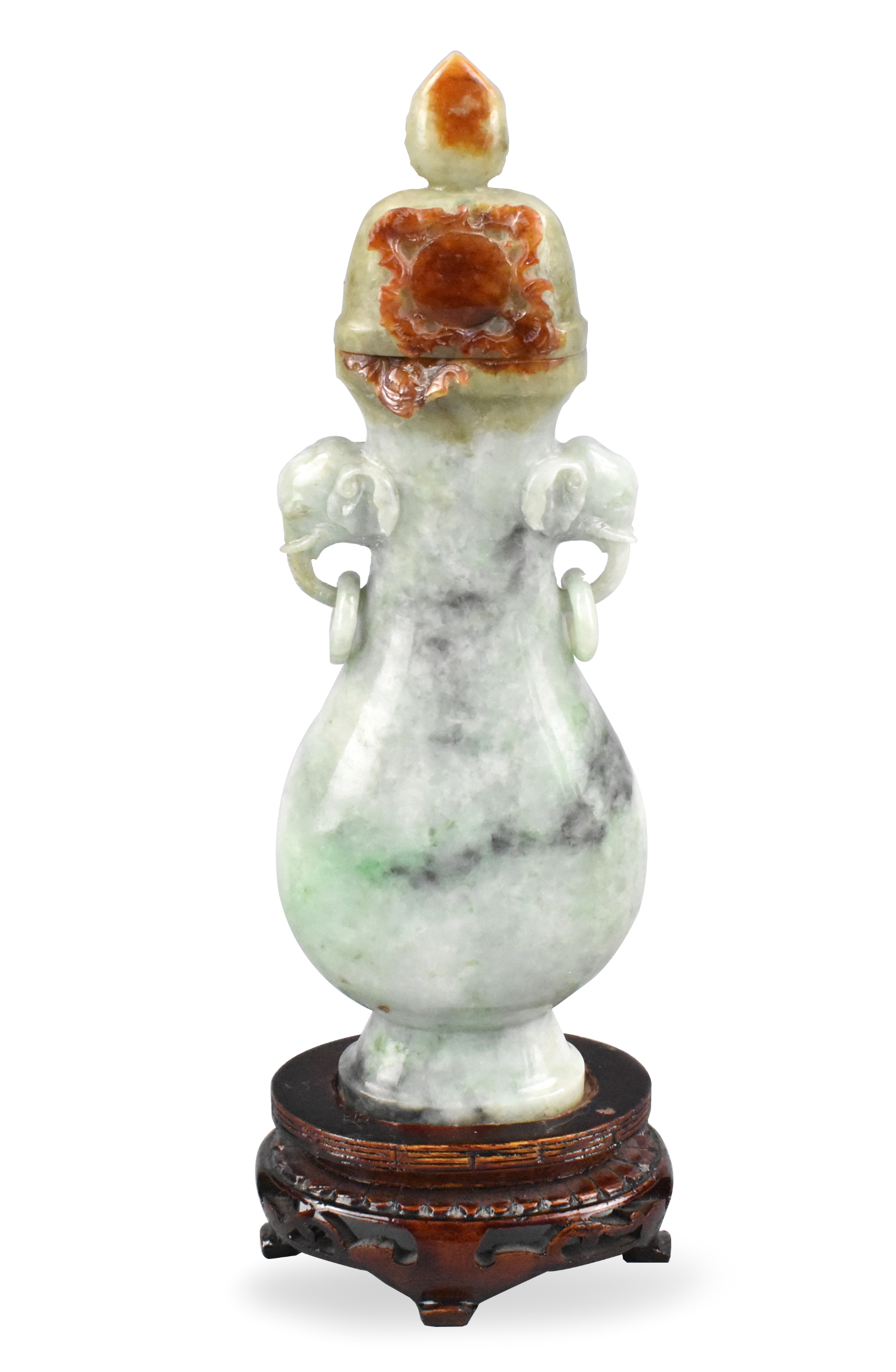 CHINESE JADEITE COVERED VASE &