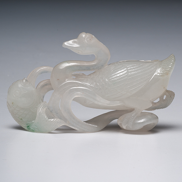 Chinese Jadeite Goose and Carp