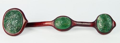 CHINESE JADEITE JADE & WOODE
