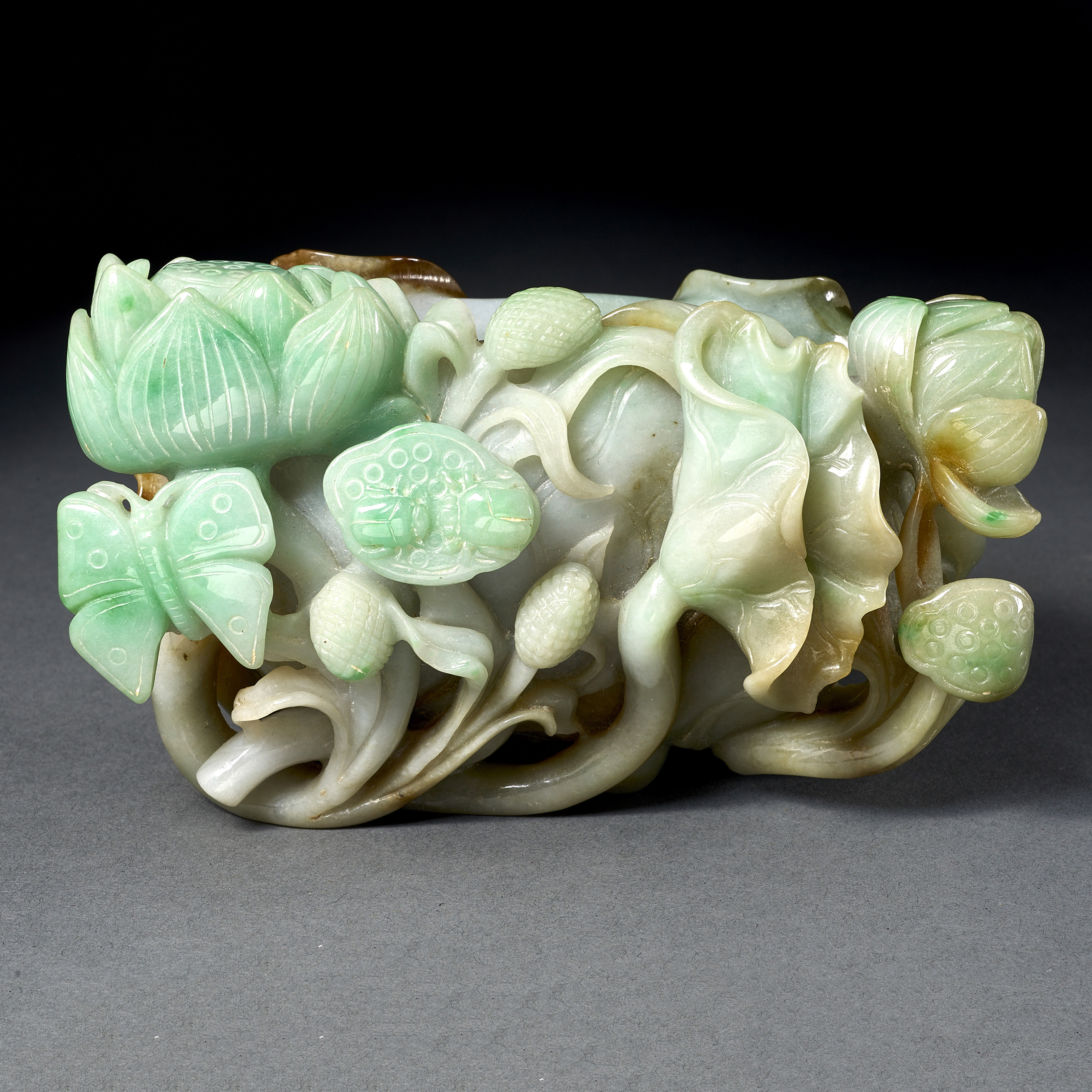 CHINESE JADEITE 'LOTUS' BRUSH