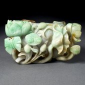 CHINESE JADEITE 'LOTUS' BRUSH